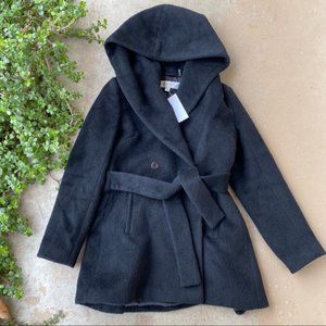 Trina Turk Black Wool Alpaca Blend Coat